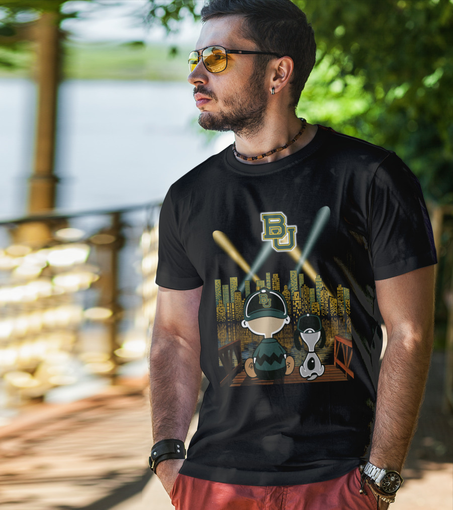 Bu Skyline Baylor Bears City Night Scene T-Shirt
