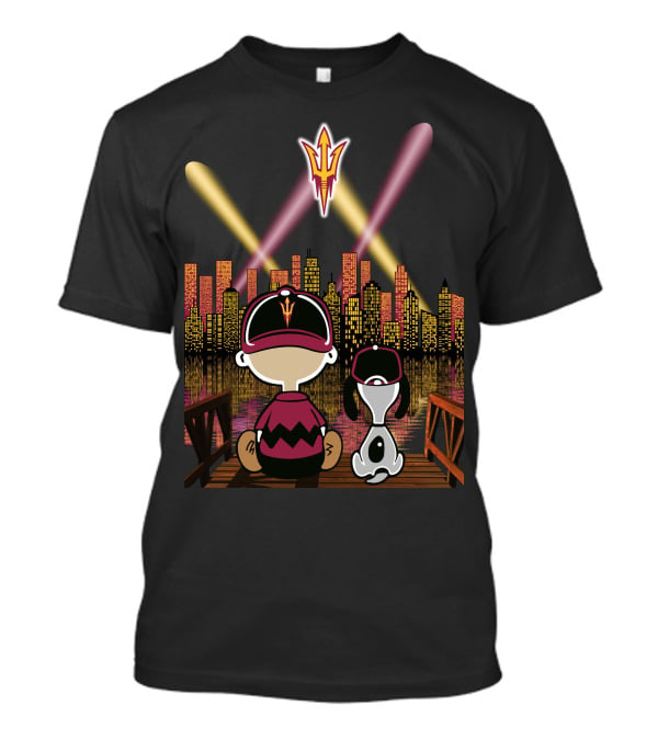 Arizona State Sun Devils Night Skyline Characters Patterson And Canine Duo T-Shirt