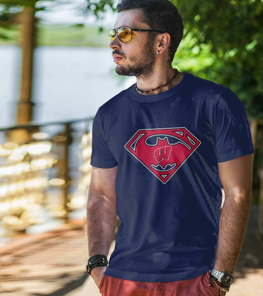 Wisconsin Badgers Superman Logo Fusion T-Shirt