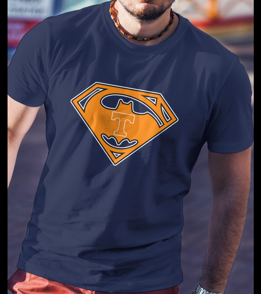 Superman Batman Tennessee Volunteers Logo T-Shirt