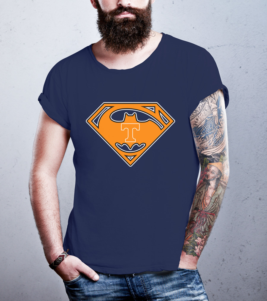 Superman Batman Tennessee Volunteers Logo T-Shirt