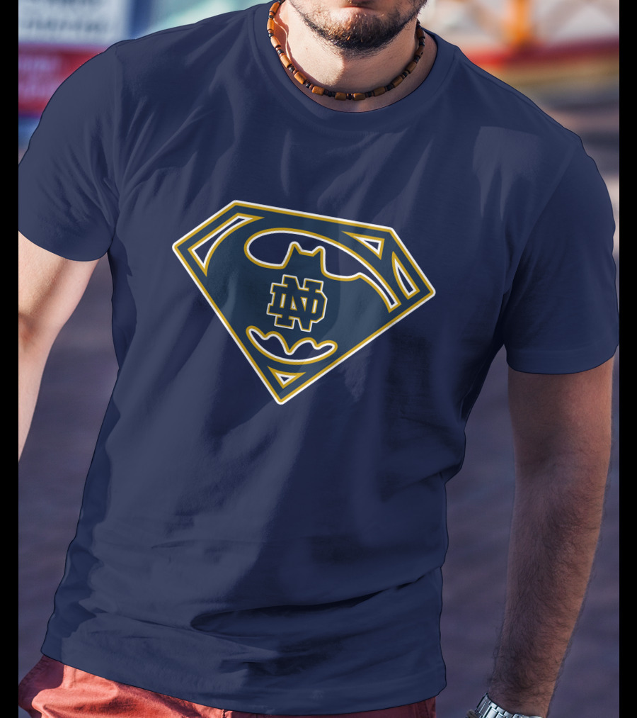 Notre Dame Fighting Irish Nd Batman Superman Shield T-Shirt