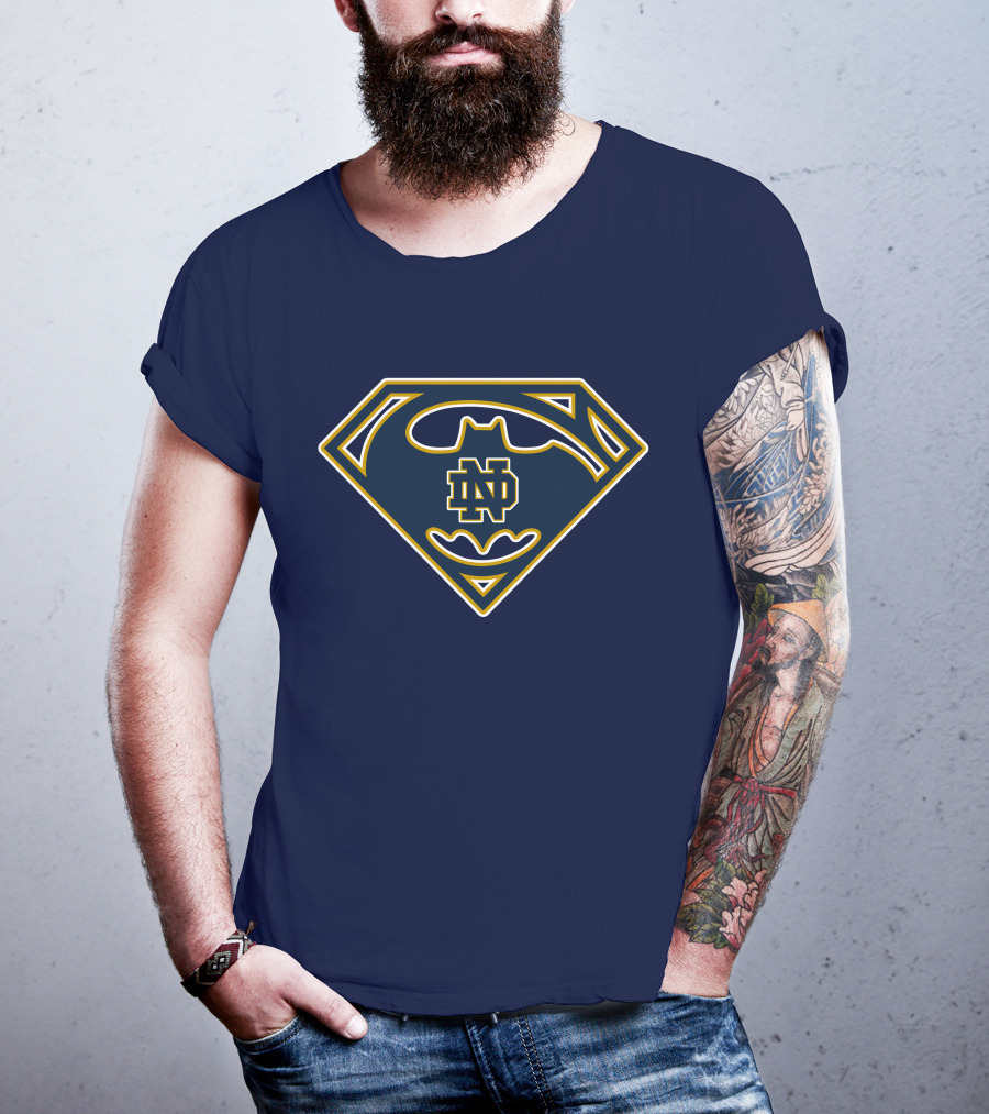 Notre Dame Fighting Irish Nd Batman Superman Shield T-Shirt