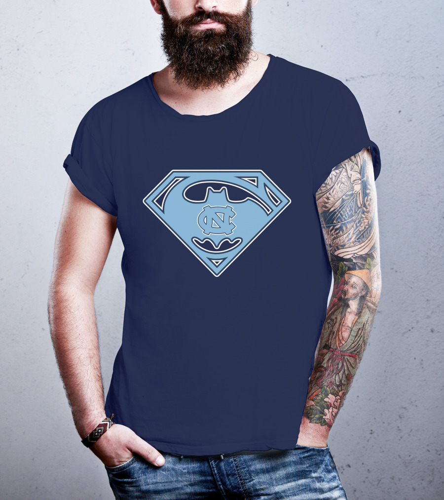 North Carolina Tar Heels Superman Batman Logo Mashup T-Shirt