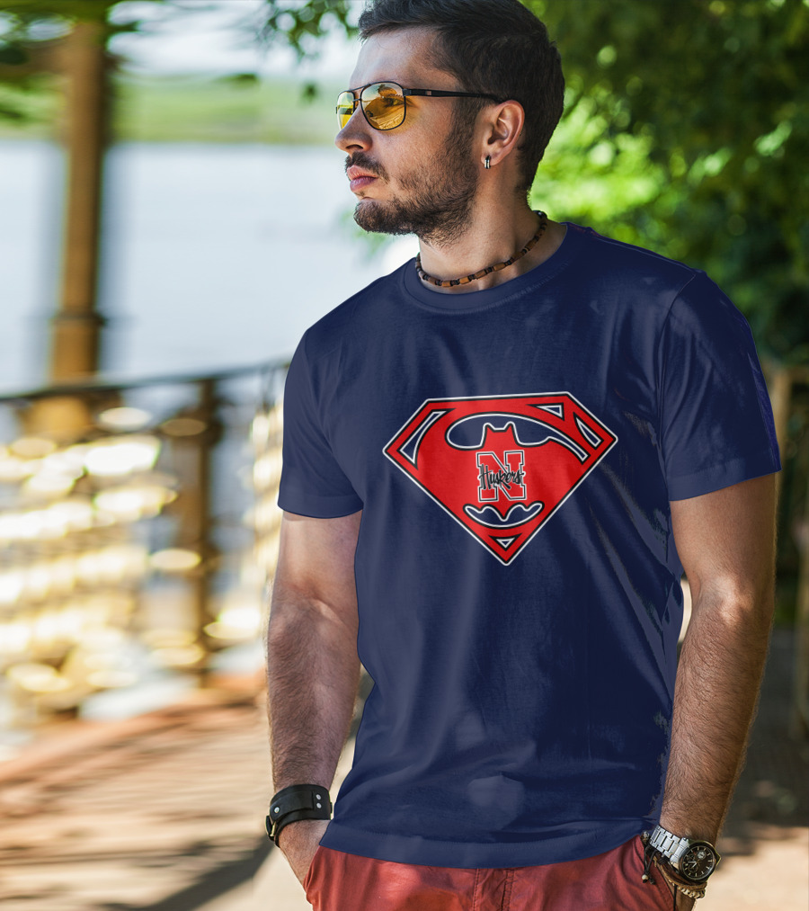 Superman Nebraska Huskers Logo T-Shirt