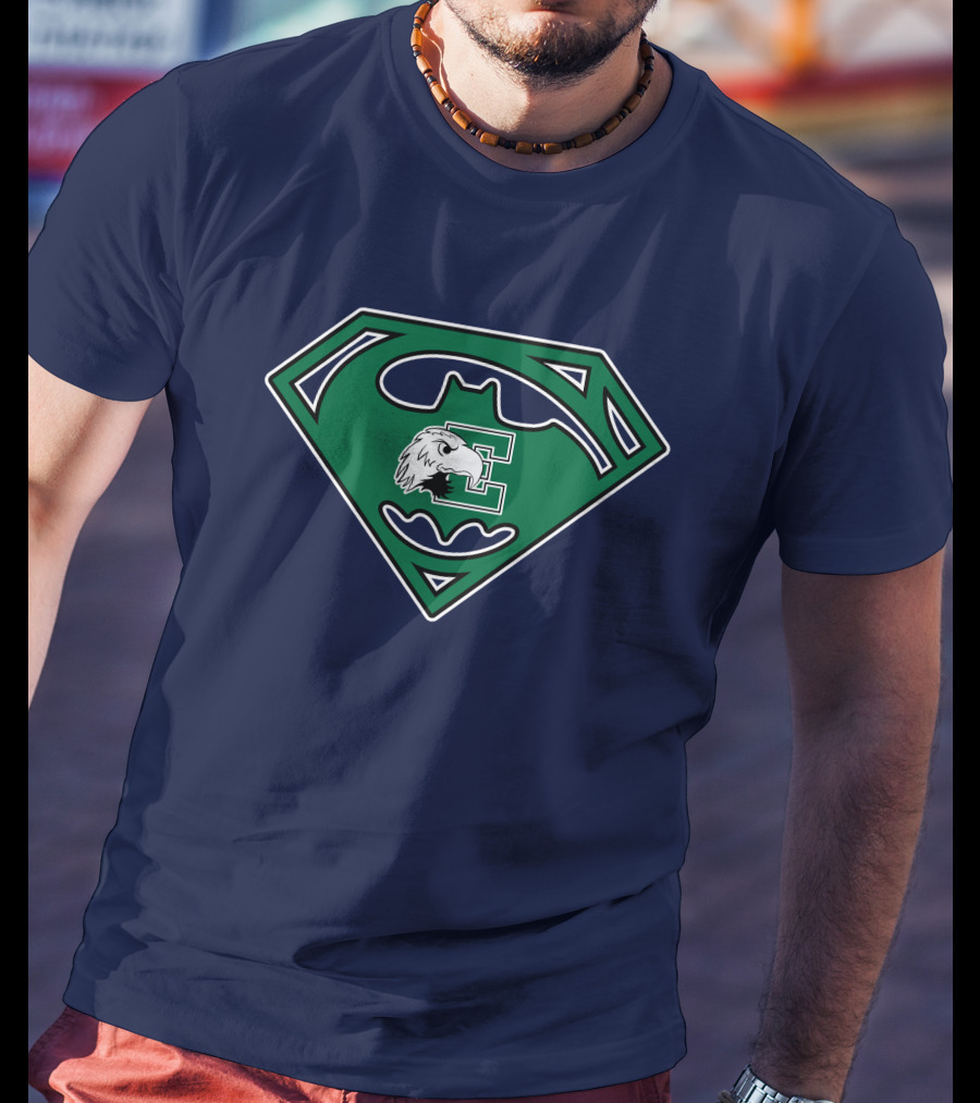 Batman Superman Logo Fusion Eastern Michigan Eagles T-Shirt