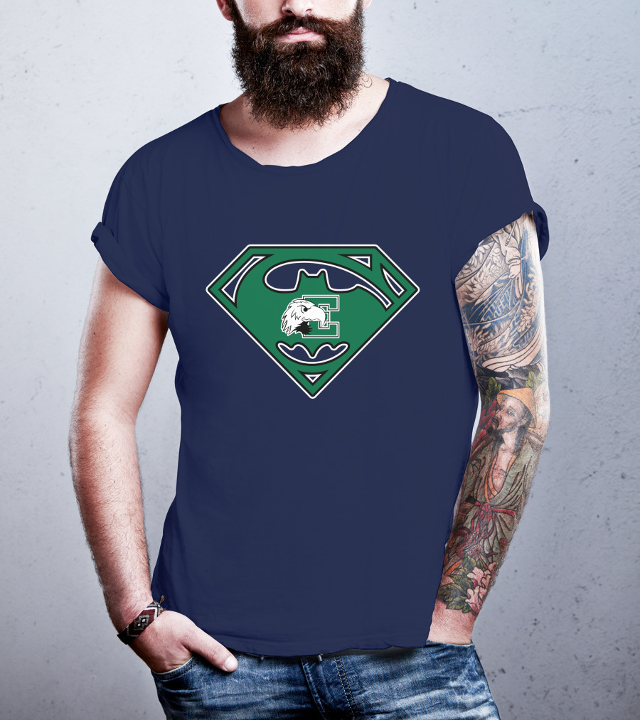Batman Superman Logo Fusion Eastern Michigan Eagles T-Shirt