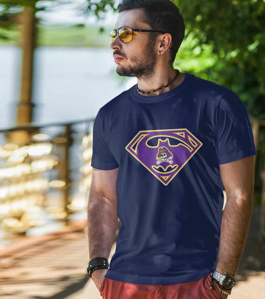 Ecu Pirates Logo With Superhero T-Shirt