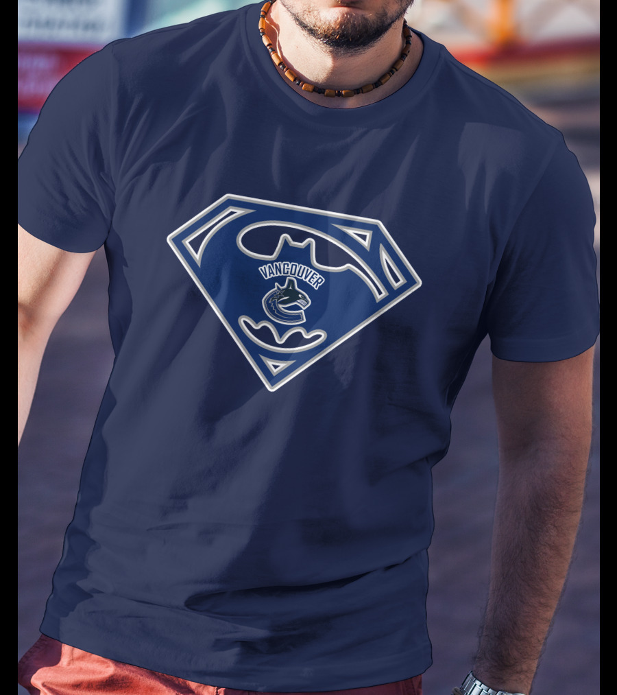 Vancouver Canucks Batman Superman Logo Fusion T-Shirt