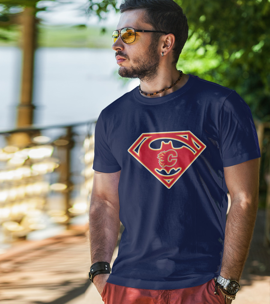 Calgary Flames Superhero Icon 155 T-Shirt