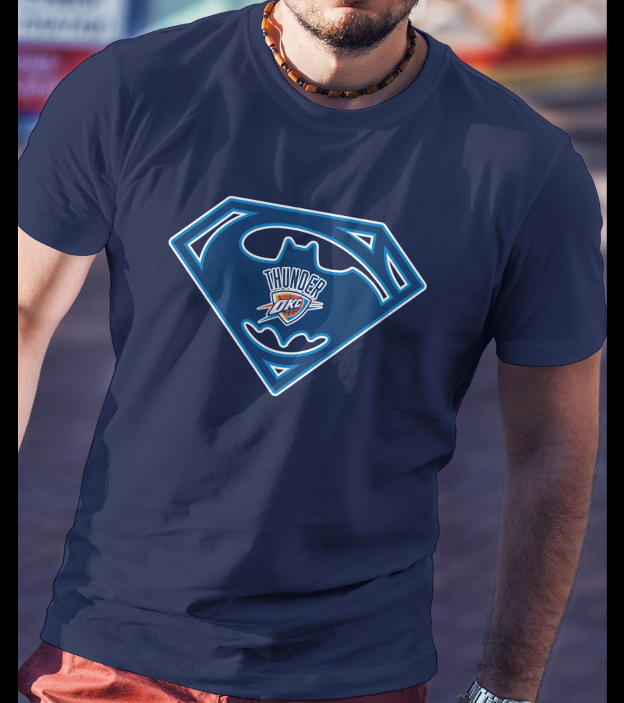 Thunder Okc Batman Superman Logo Mashup T-Shirt