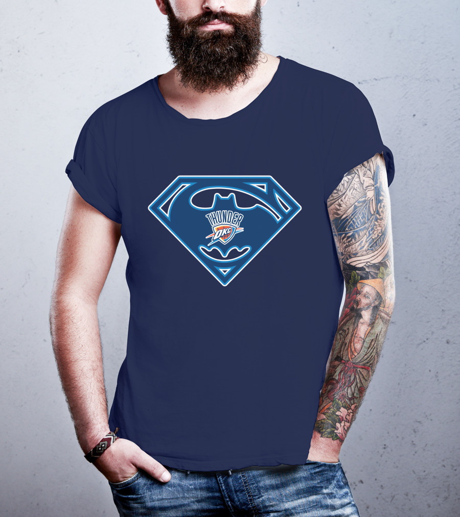 Thunder Okc Batman Superman Logo Mashup T-Shirt
