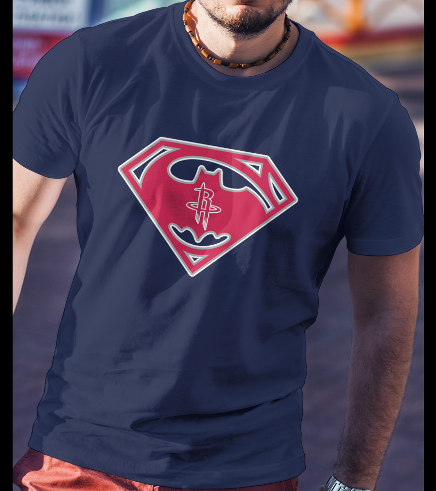 Houston Rockets Batman Superman Logo Mashup T-Shirt