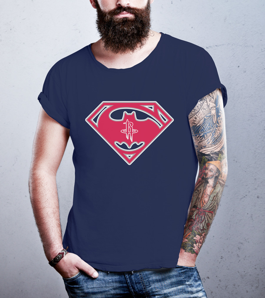 Houston Rockets Batman Superman Logo Mashup T-Shirt