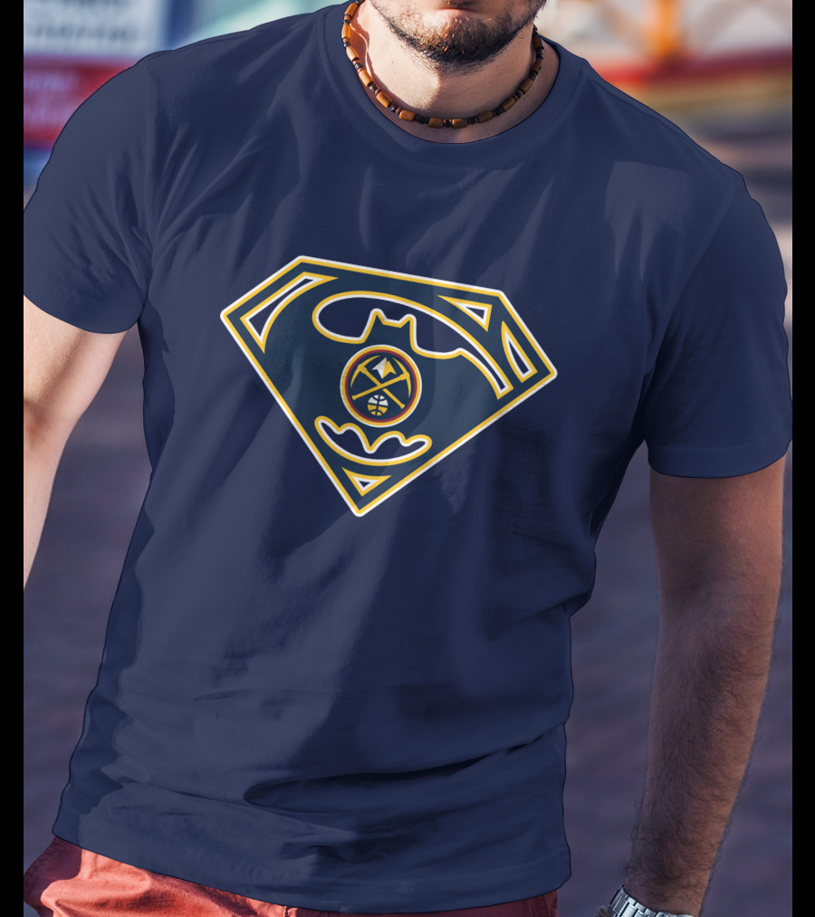 Denver Nuggets 183 Batman Superman Logo Fusion T-Shirt