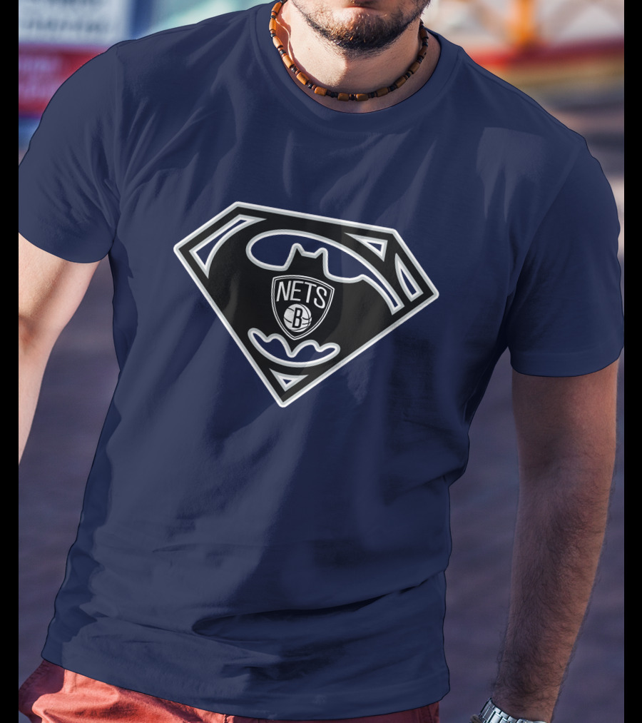 Brooklyn Nets Batman Superman Logo Mashup T-Shirt