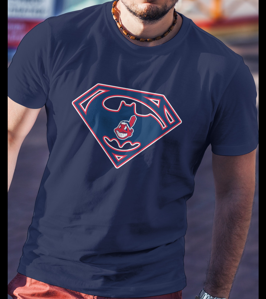 Cleveland Indians Superman Batman Logo Fusion T-Shirt