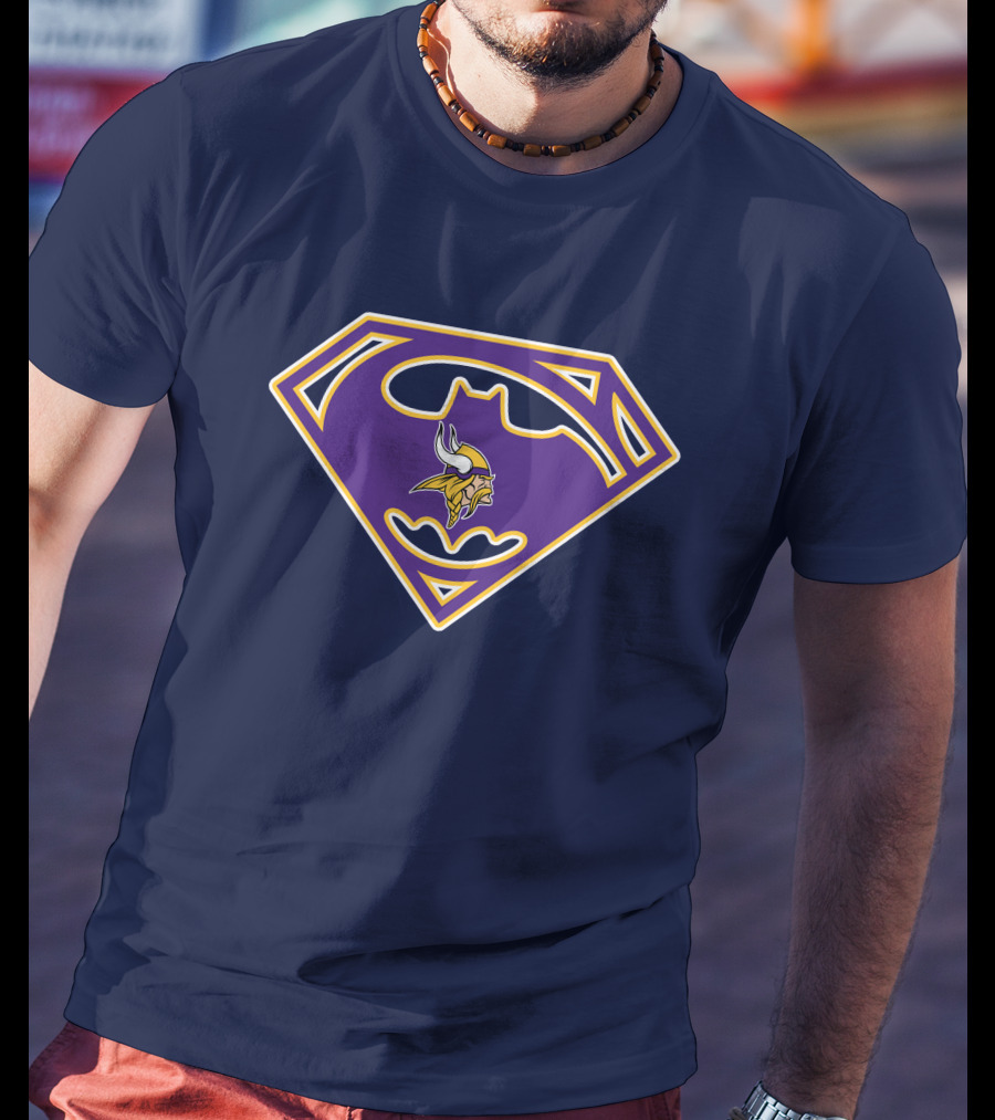 Minnesota Vikings Superman Batman Logo Mashup T-Shirt