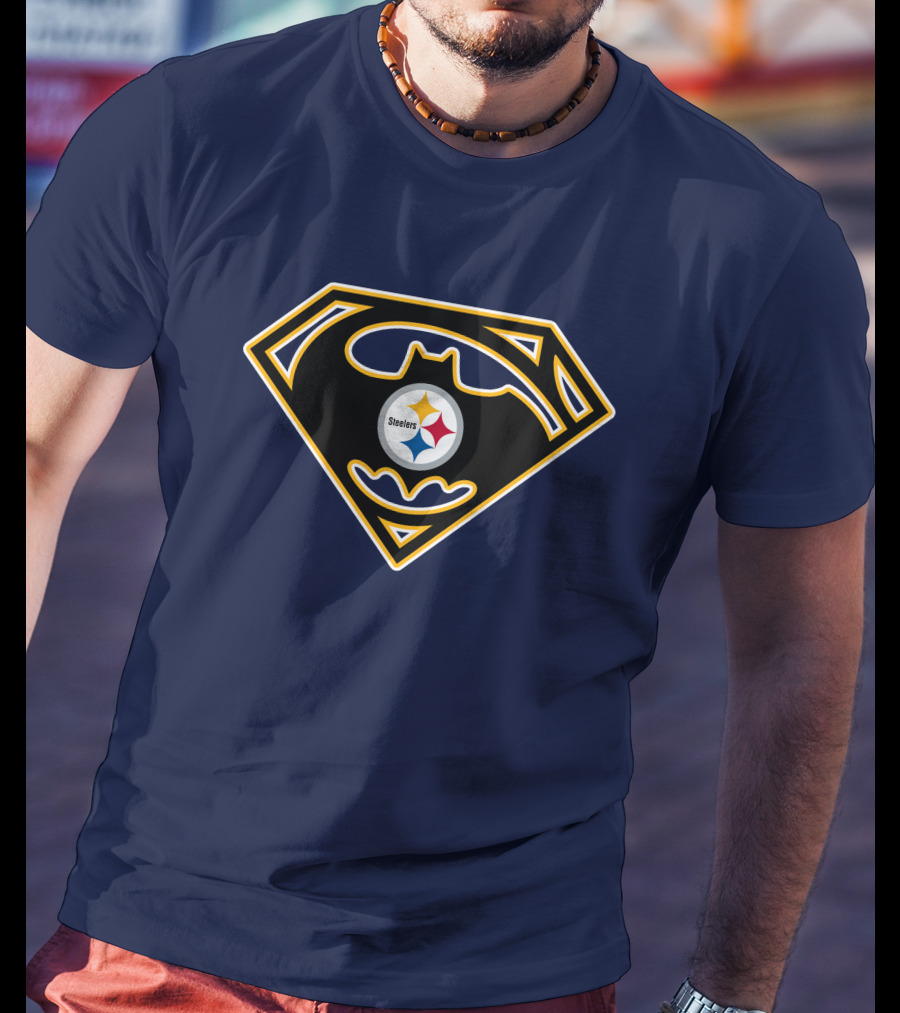 Pittsburgh Steelers Batman Superman Logo Fusion 224 T-Shirt
