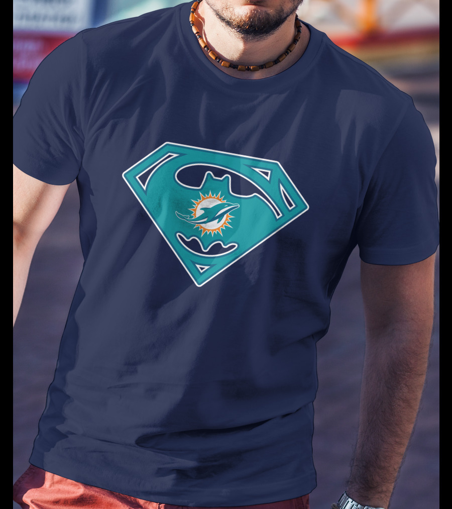 Miami Dolphins Superman Batman Logo Mashup T-Shirt