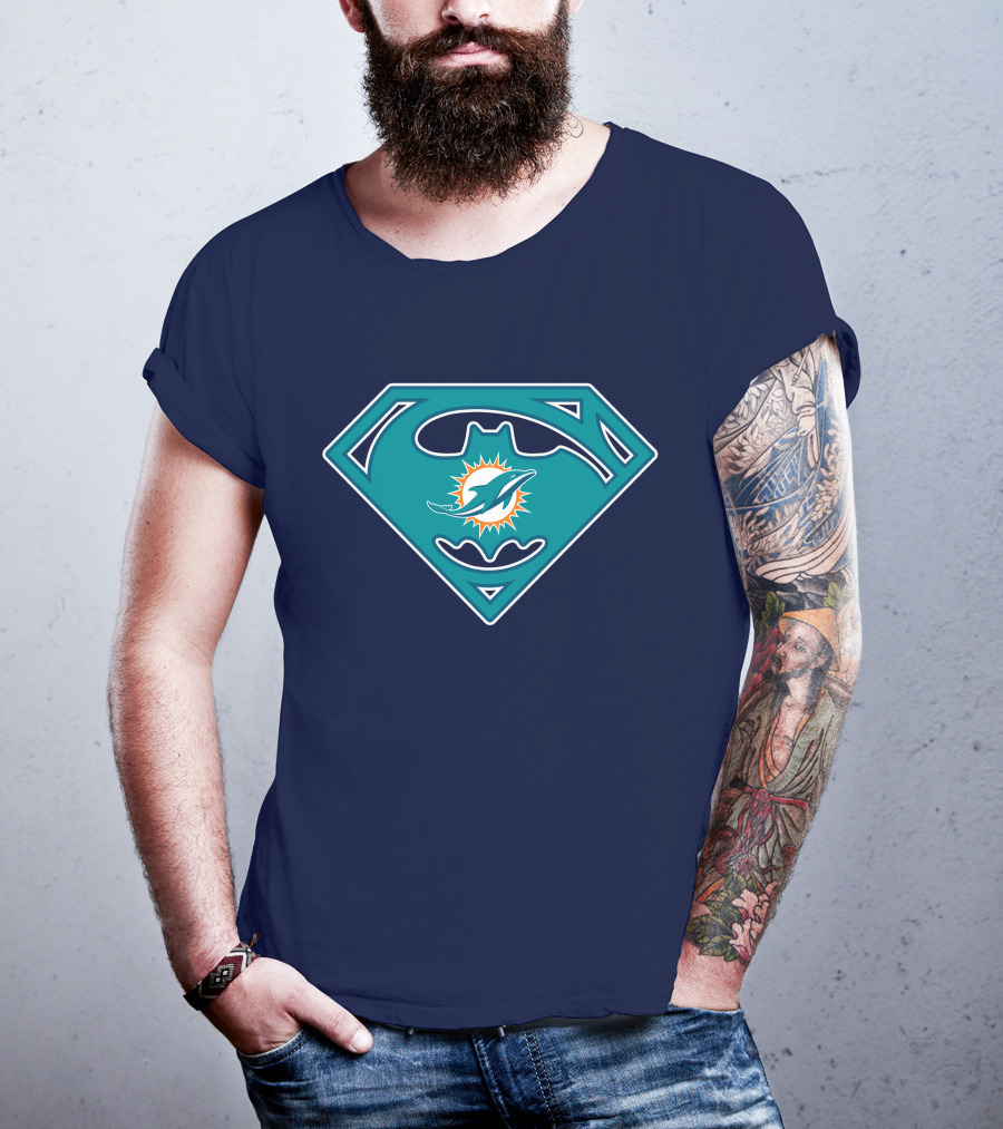Miami Dolphins Superman Batman Logo Mashup T-Shirt