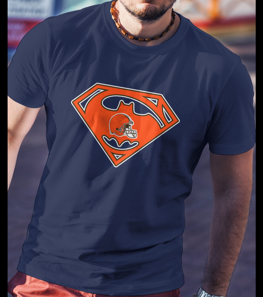 Cleveland Browns Superman Batman Logo Nfl Fan Helmet T-Shirt