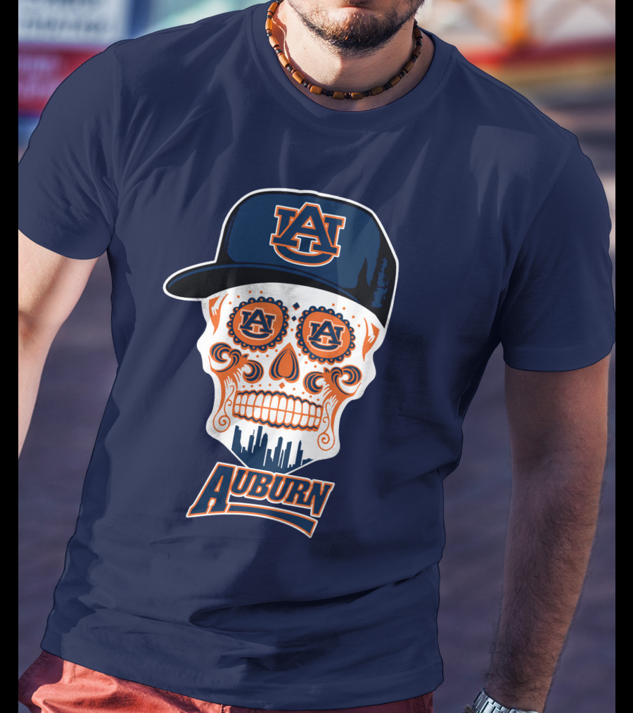 Auburn Tigers Skull With Au Logo And Cap T-Shirt