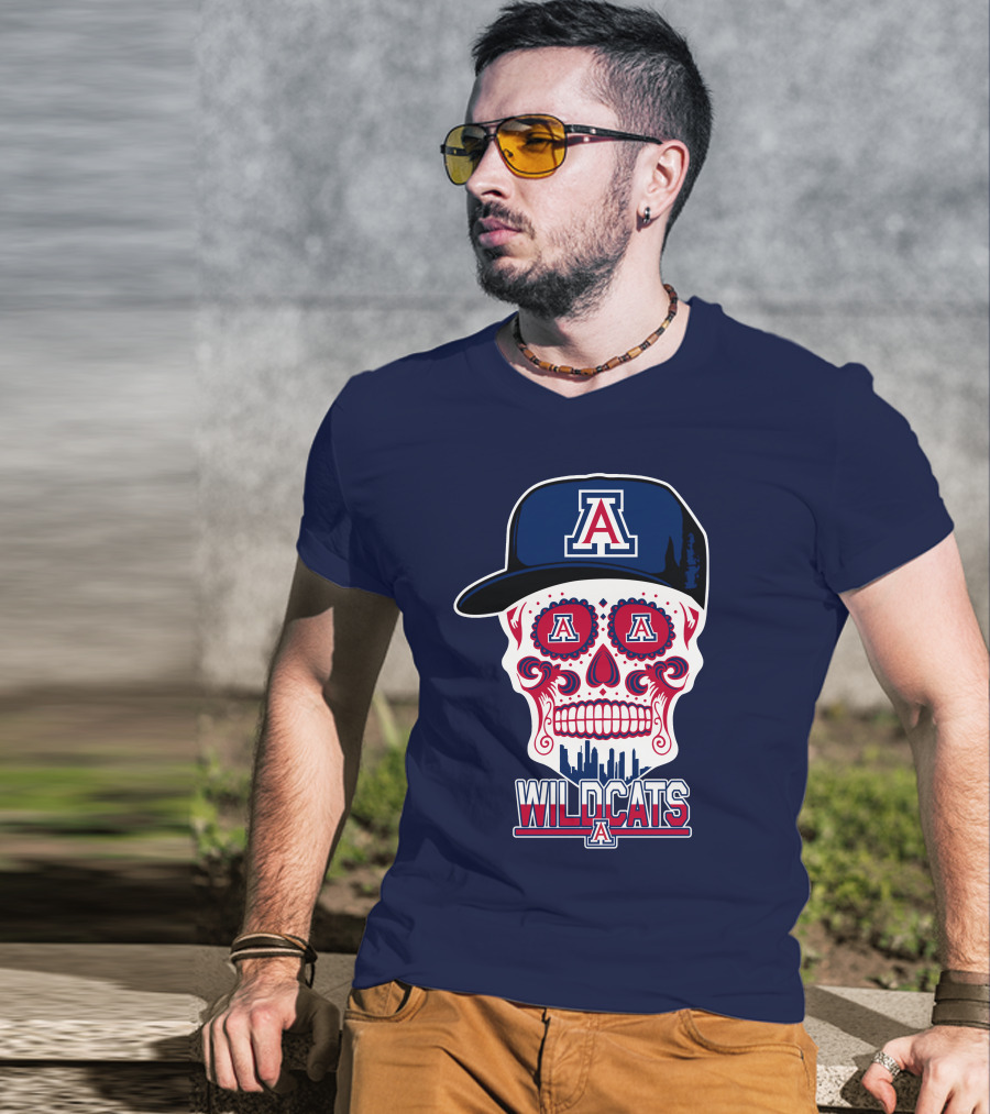 Arizona Wildcats Skull With 'A' Logo And Hat T-Shirt