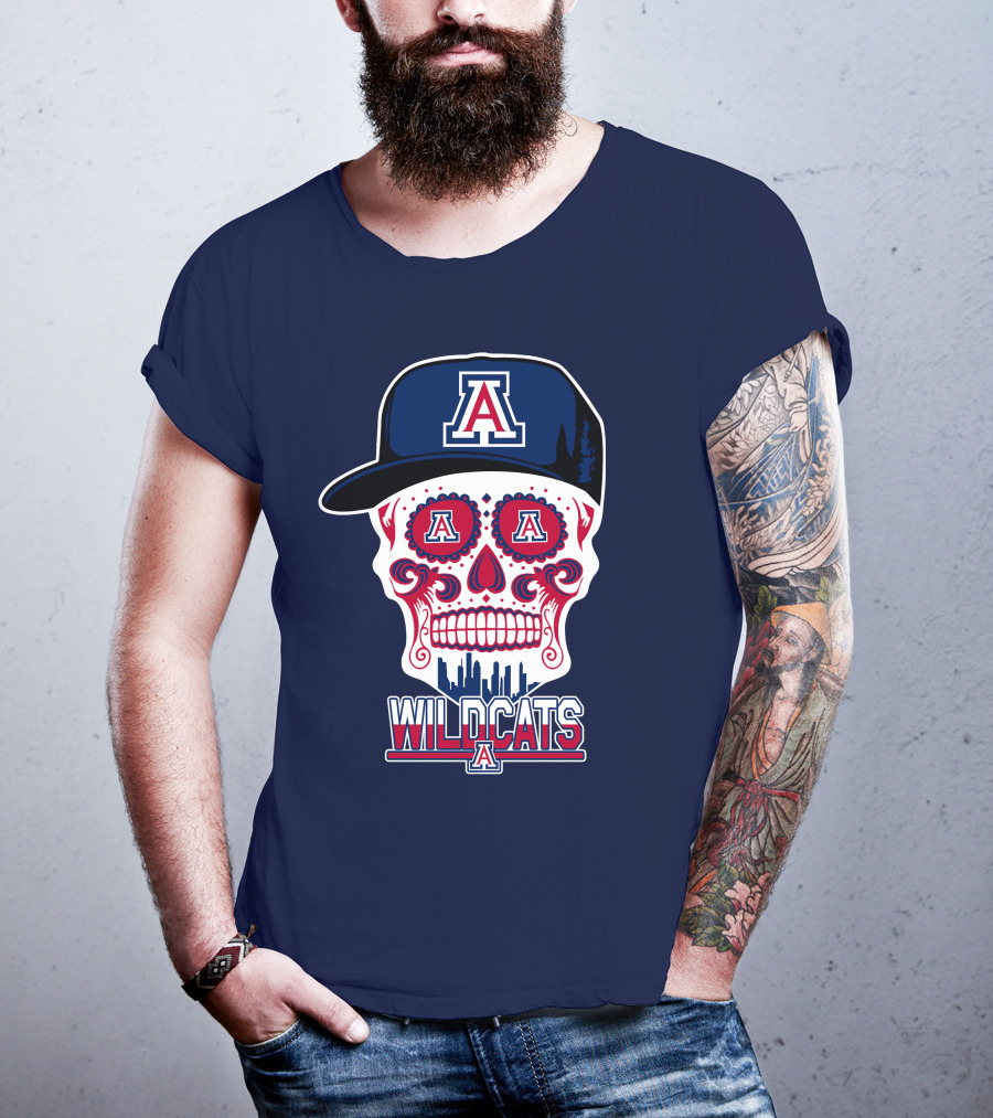 Arizona Wildcats Skull With 'A' Logo And Hat T-Shirt
