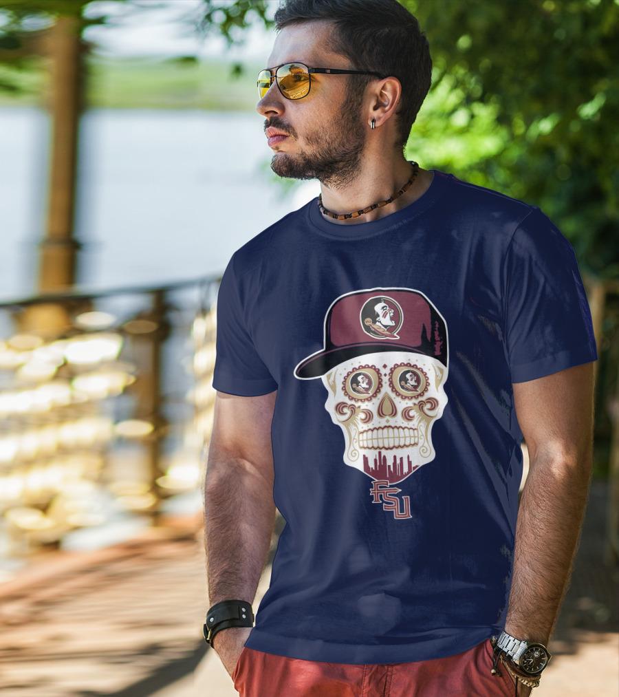 Florida State Seminoles Fsu Skull With Hat T-Shirt
