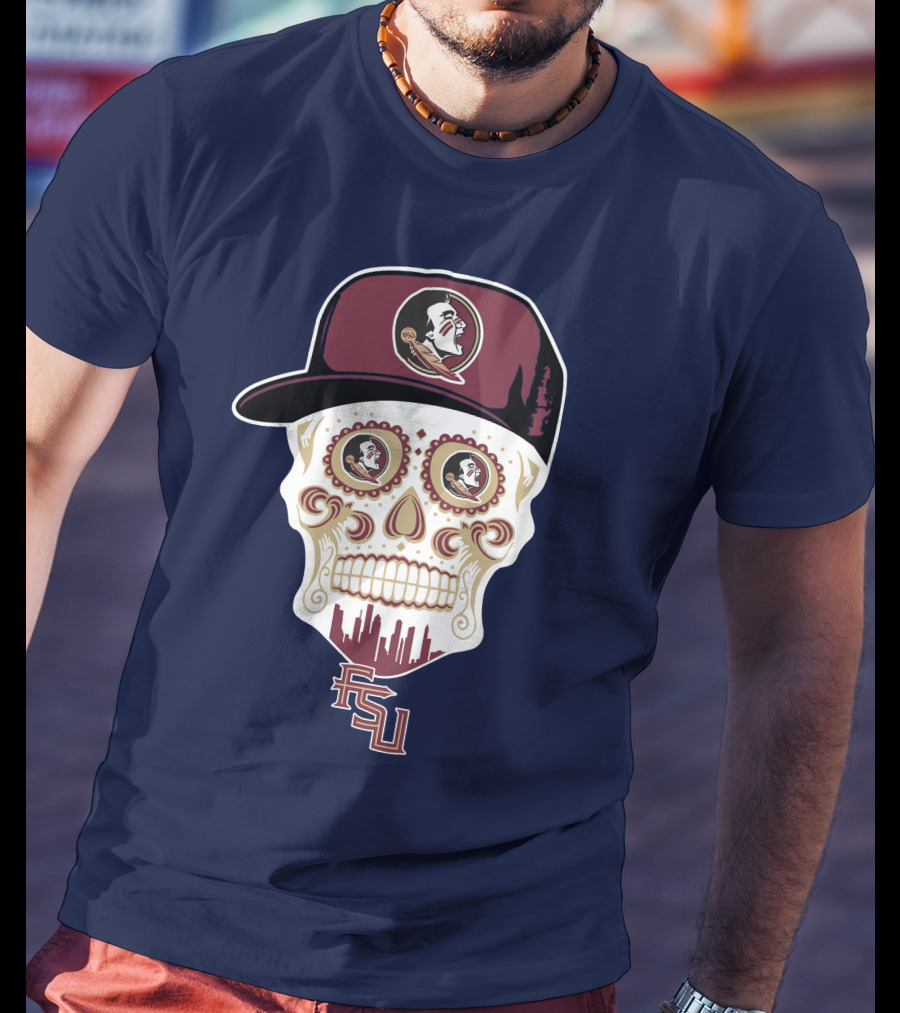 Florida State Seminoles Fsu Skull With Hat T-Shirt