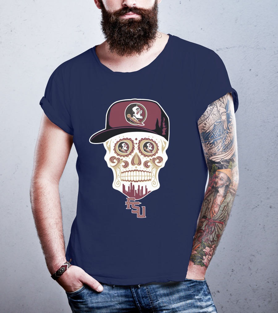 Florida State Seminoles Fsu Skull With Hat T-Shirt