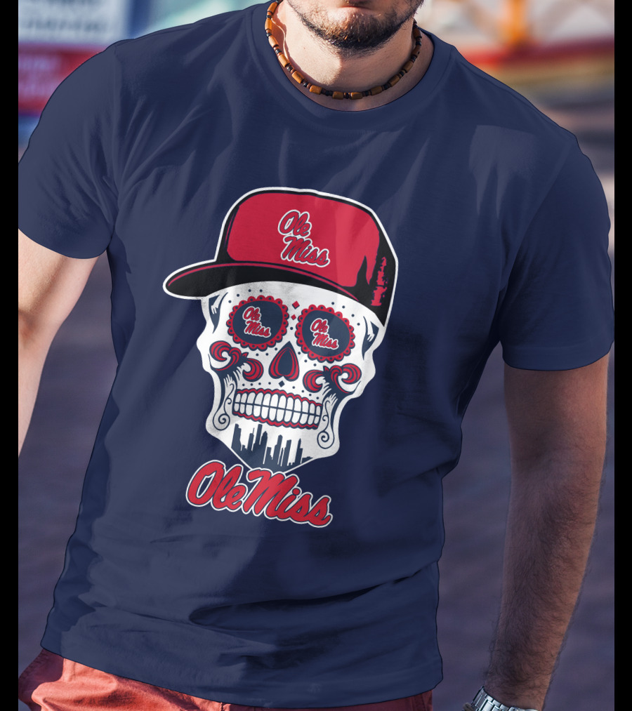 Ole Miss Sugar Skull Cap T-Shirt