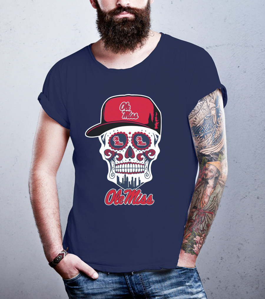 Ole Miss Sugar Skull Cap T-Shirt
