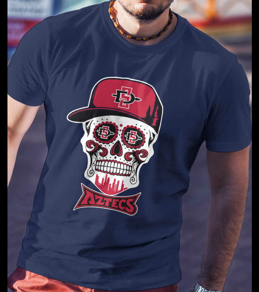 San Diego State Aztecs Skull Cap Icon With Sd Skyline T-Shirt