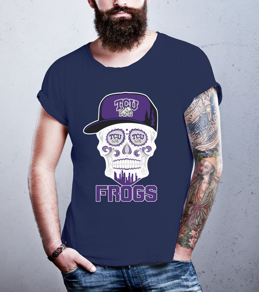 Tcu Horned Frogs Skull Logo With Cap T-Shirt