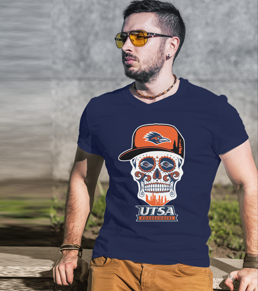 Utsa Roadrunners Sugar Skull Hat T-Shirt
