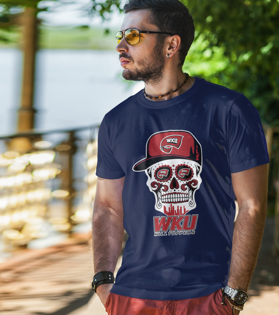 Wku Hilltoppers Sugar Skull With Hat T-Shirt