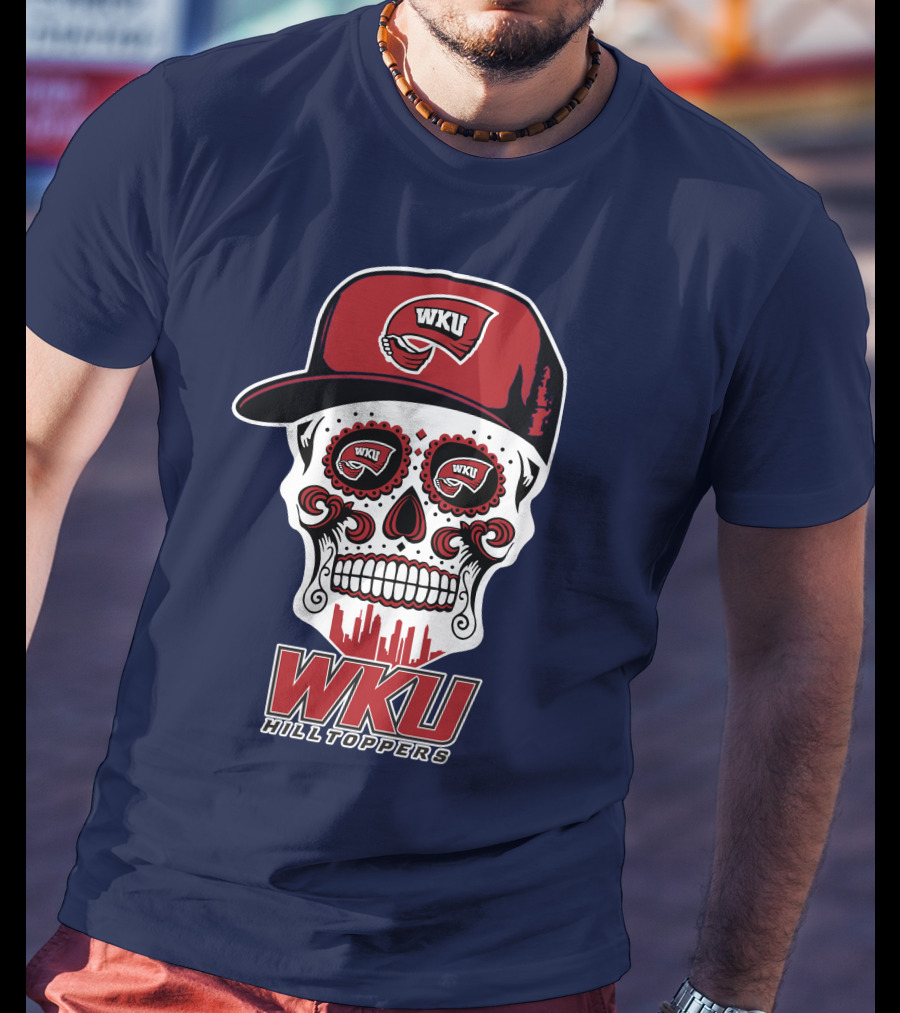 Wku Hilltoppers Sugar Skull With Hat T-Shirt