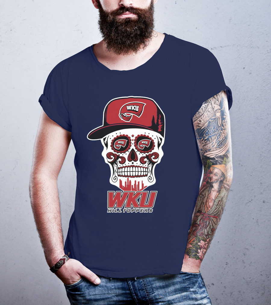 Wku Hilltoppers Sugar Skull With Hat T-Shirt