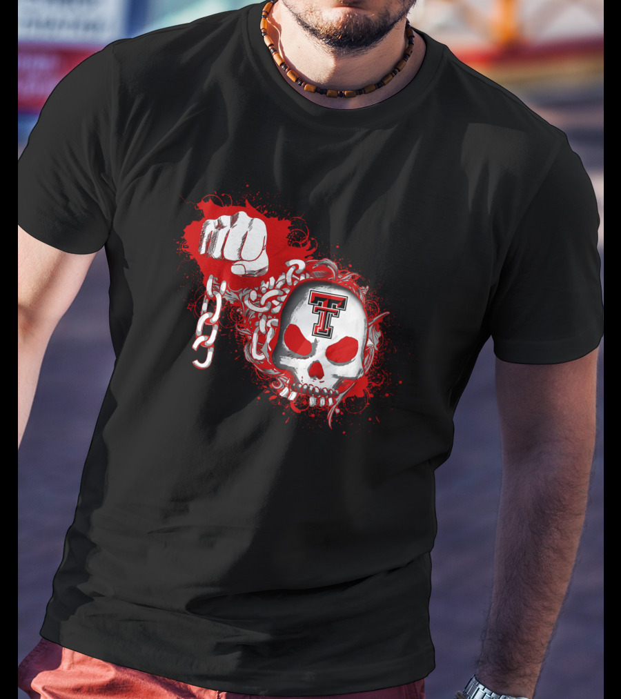 Texas Tech Red Raiders Skull And Chain Fist T-Shirt