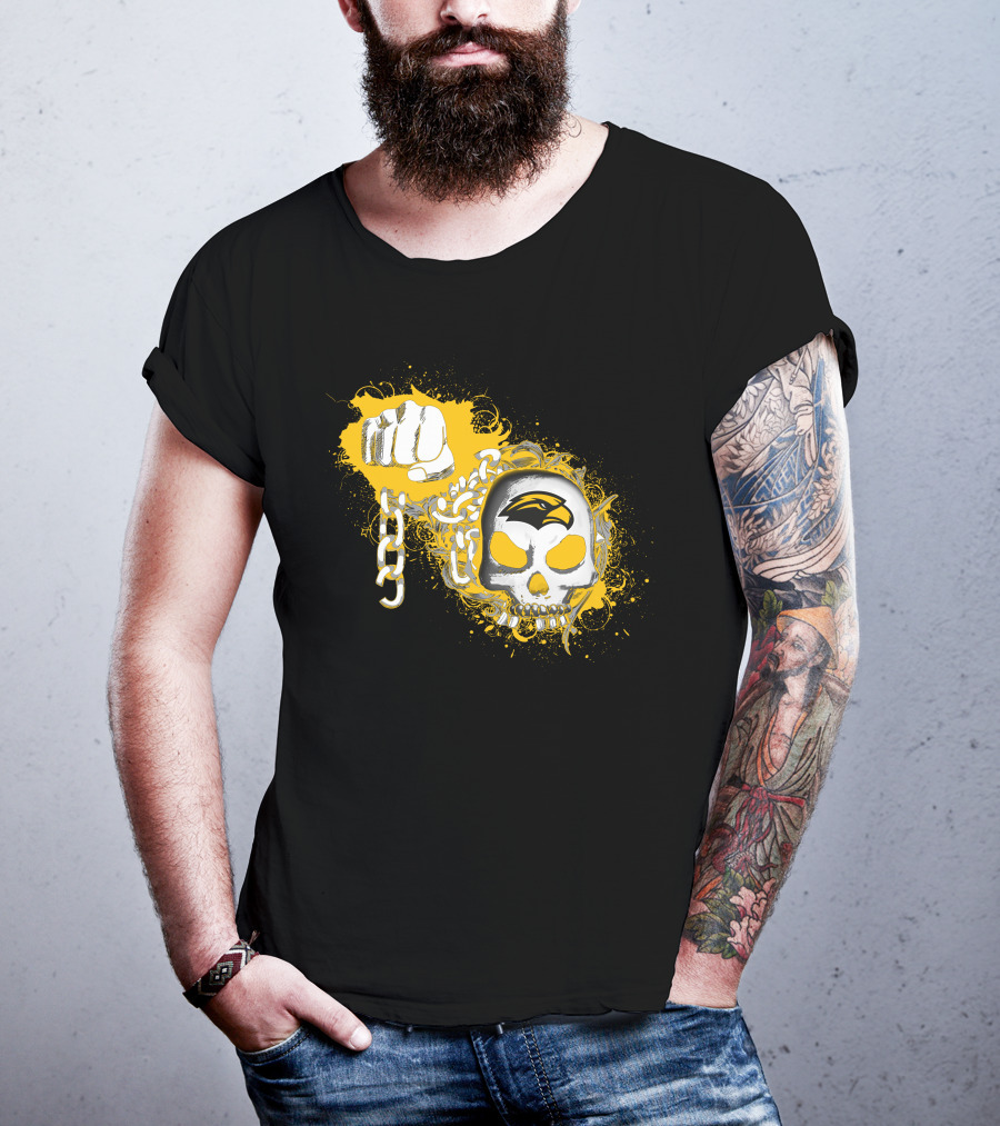 Southern Mississippi Golden Eagles Skull And Fist T-Shirt