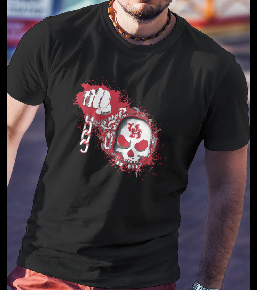 Uh Skull And Chain Red 1984 Houston Cougars Football T-Shirt