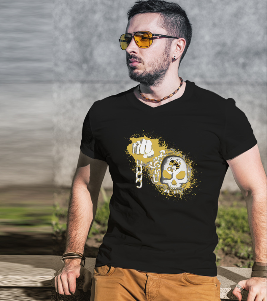 Georgia Tech Yellow Jackets Skull And Fist T-Shirt