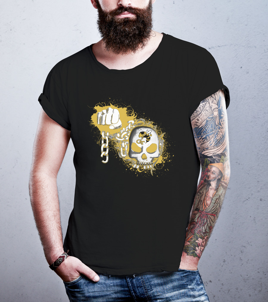 Georgia Tech Yellow Jackets Skull And Fist T-Shirt