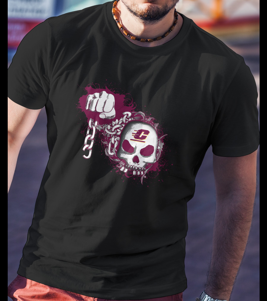 Central Michigan Chippewas Skull And Chain T-Shirt