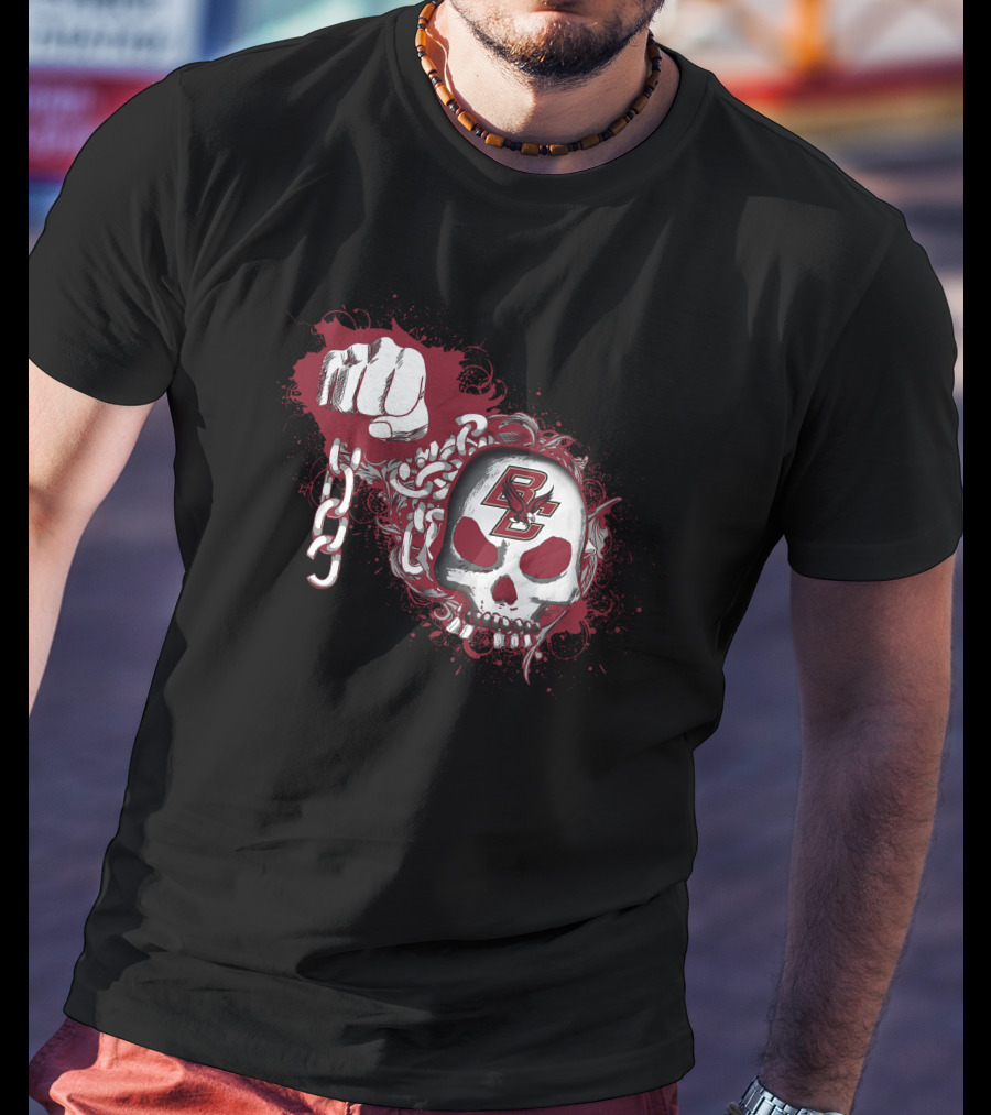 Boston College Eagles Skull And Chain T-Shirt