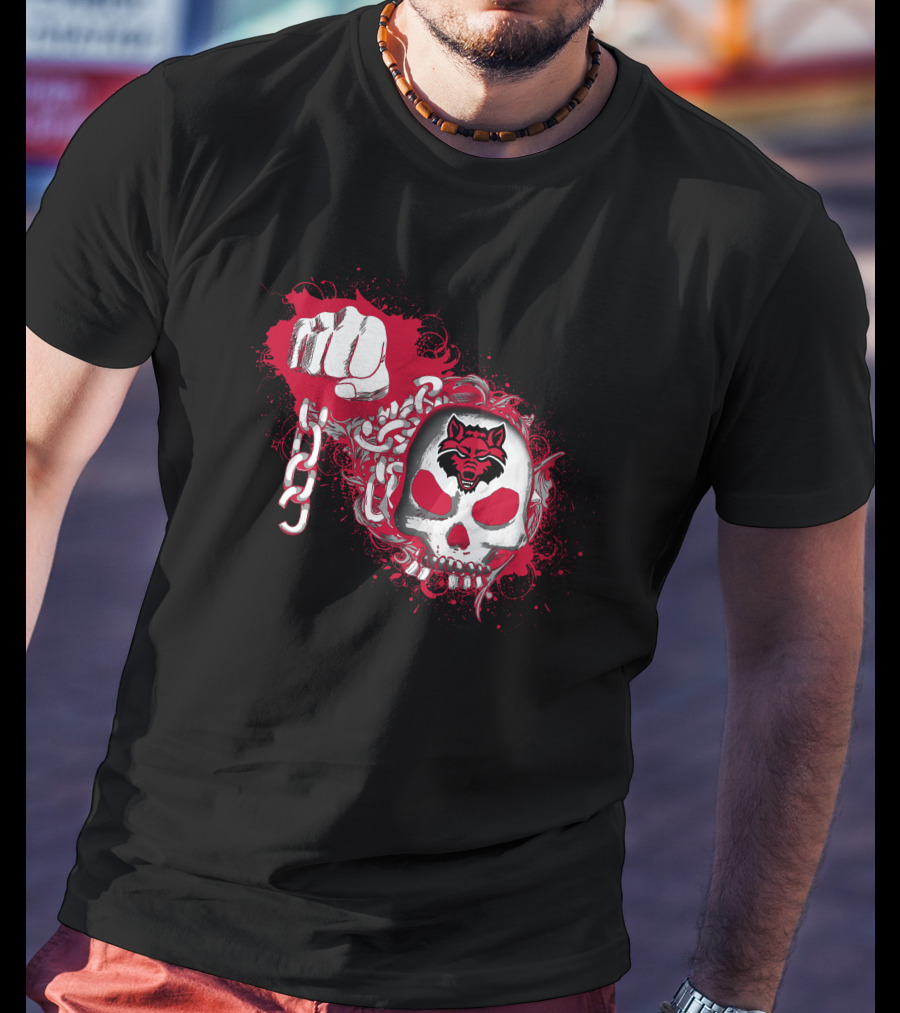 Arkansas State Red Wolves Skull And Chain T-Shirt
