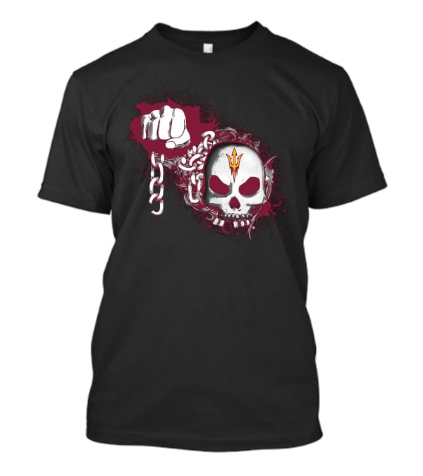 Arizona State Sun Devils Skull Fist And Chains T-Shirt