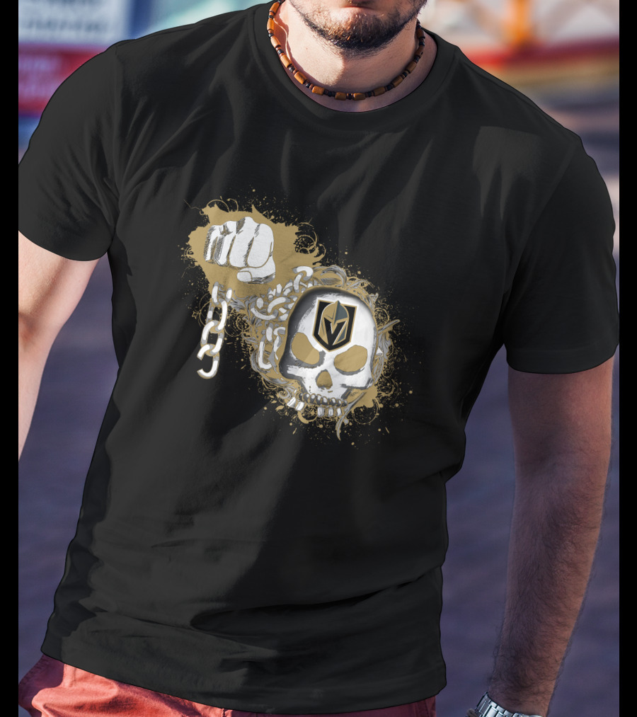 Vegas Golden Knights Skull And Fist With Chains T-Shirt